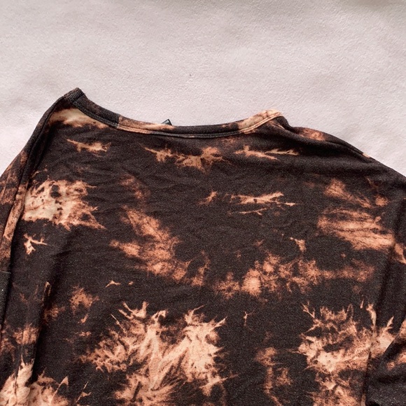 Windsor Women’s Black/Orange Tie Dye Long Sleeve Casual Crop Top Sz M - Picture 7 of 8